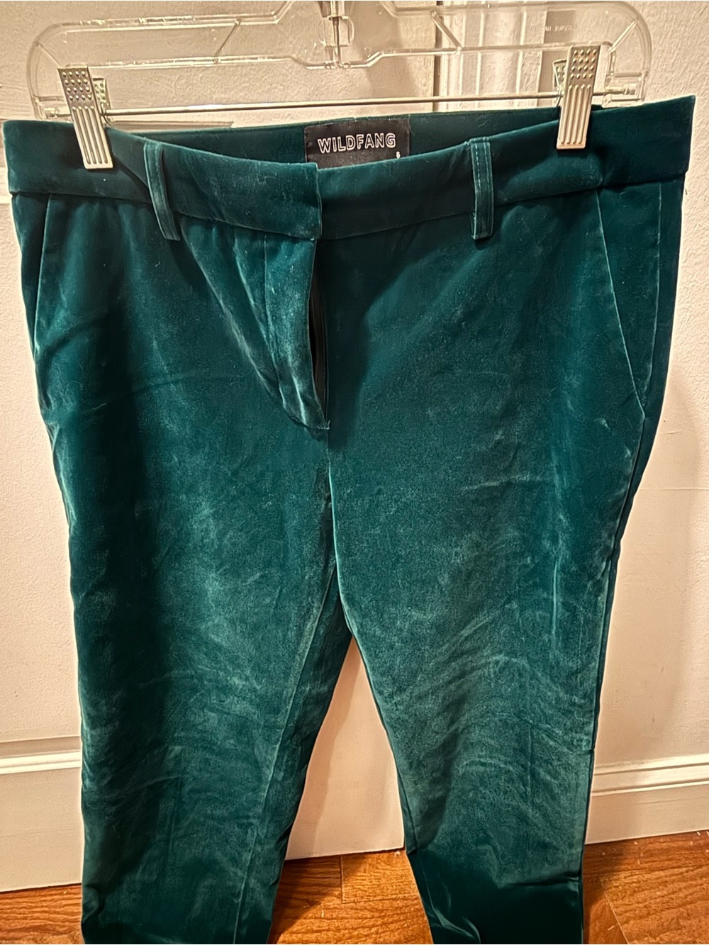 Wildfang The Empower Trouser Velvet Dark Green Cropped Pants